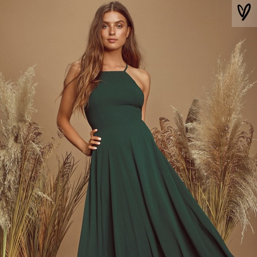 Lulus maxi dress, emerald green
